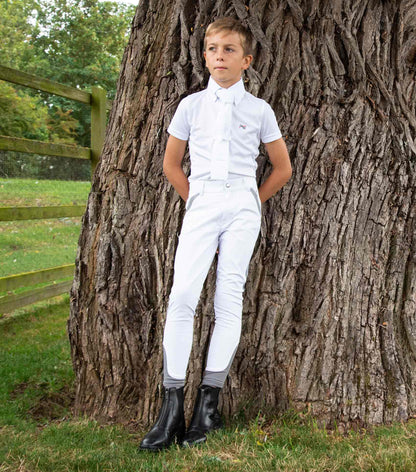 Premier Equine Gando Boys Gel Knee Competition Riding Breeches White