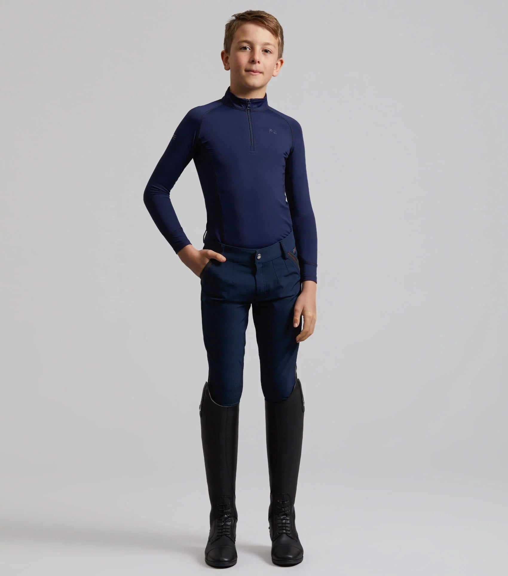 Premier Equine Boys Riding Breeches - Navy, Gel Knee. Kids Equestrian Apparel