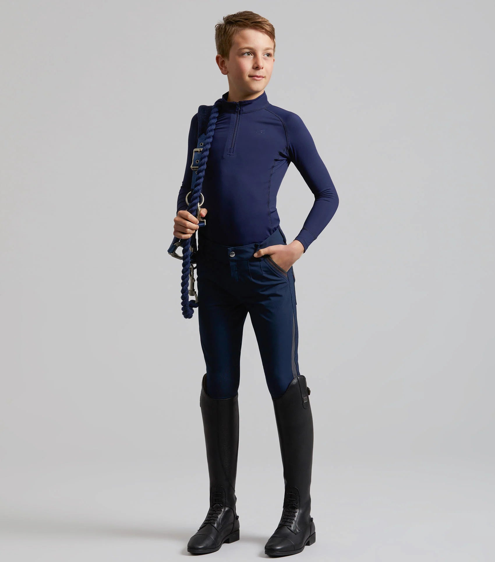 Boys Riding Breeches: Premier Equine Gando, Gel Knee Equestrian Pants, Navy Equestrian Apparel