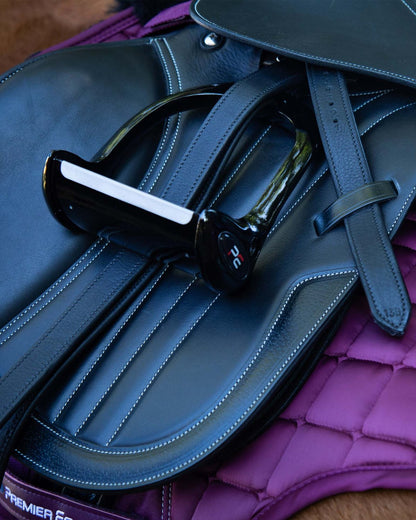 PREMIER EQUINE Black Stirrup Leathers Equestrian Saddle Gear