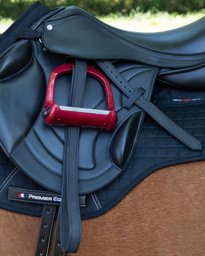 PREMIER EQUINE German Aniline Stirrup Leathers Black: Premium equestrian gear, comfortable & adjustable. Horse riding equipment.