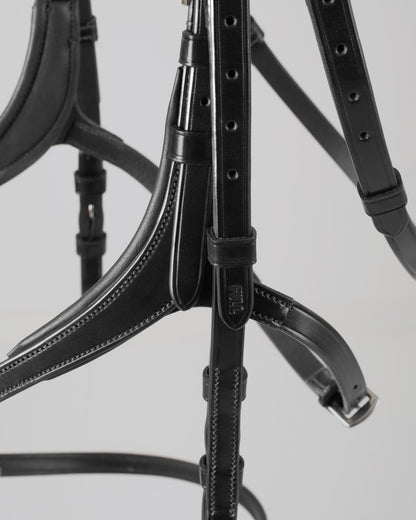 PREMIER EQUINE Glorioso Black Grackle Bridle: Italian Leather, Anatomical Horse Bridle, Padded Comfort