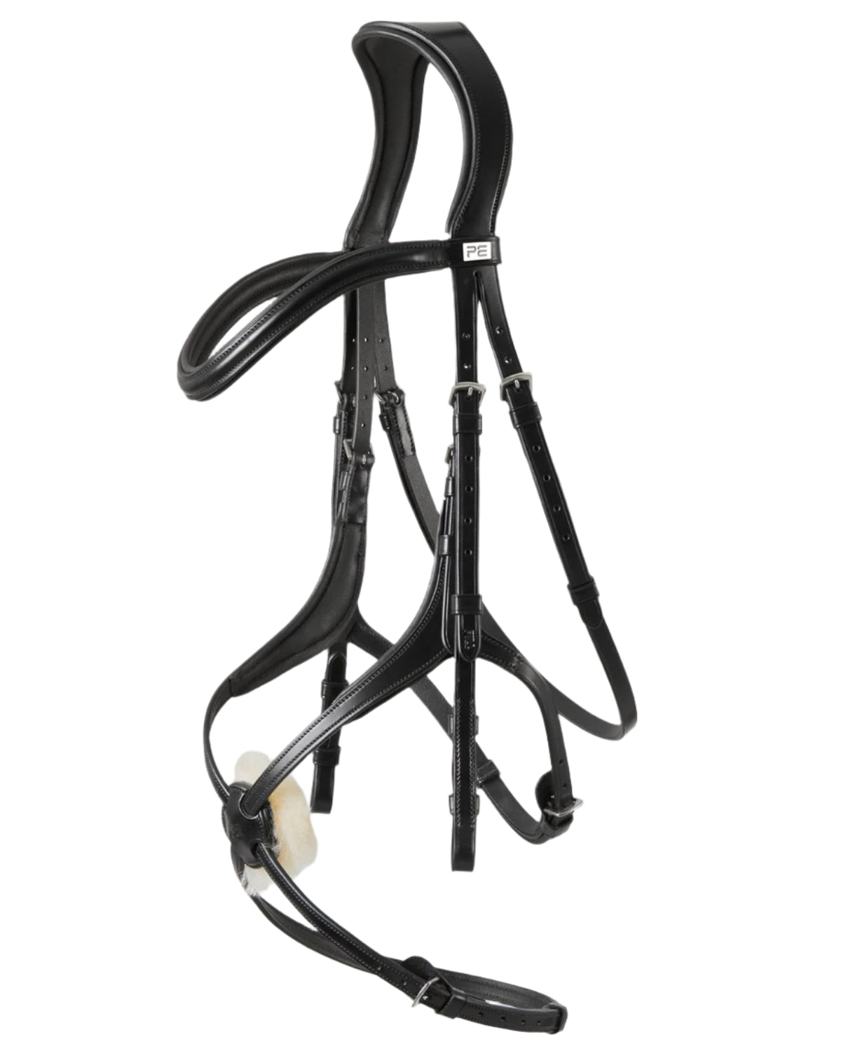 Premier Equine Glorioso Grackle Bridle: Black Leather, Anatomical Equestrian Bridle.