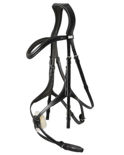 Premier Equine Glorioso Grackle Bridle: Black Leather, Anatomical Equestrian Bridle.