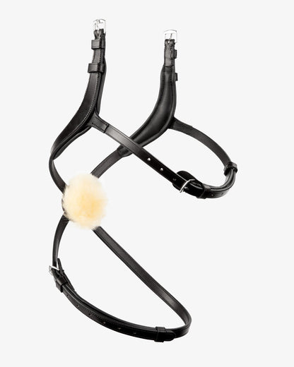 Black Leather Horse Grackle Noseband - Anatomical Mexican Style with Merino Wool Pad for Comfortable Horse Riding