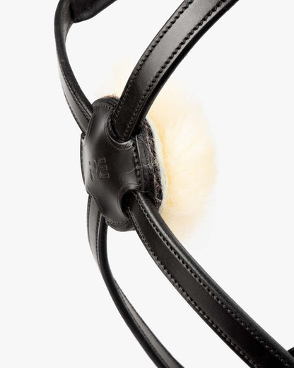 Premier Equine Glorioso Black Grackle Noseband - Italian Leather Horse Tack with Merino Wool Pad