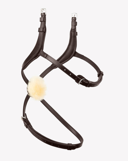 Premier Equine Glorioso Mexican Grackle Noseband Brown Leather with Merino Wool Pad - Anatomical Horse Tack