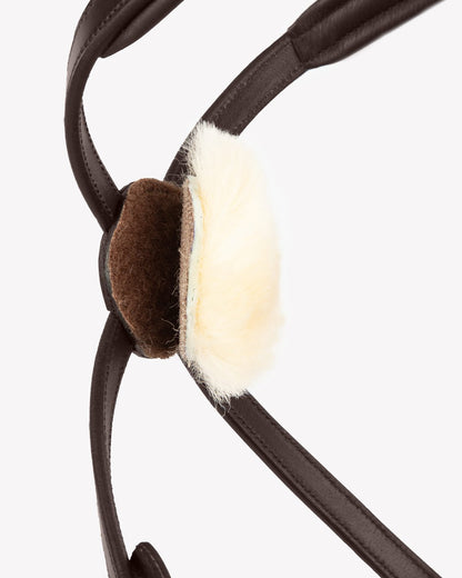 Premier Equine Glorioso Grackle Noseband - Italian Leather Horse Riding Equipment with Merino Wool Padding