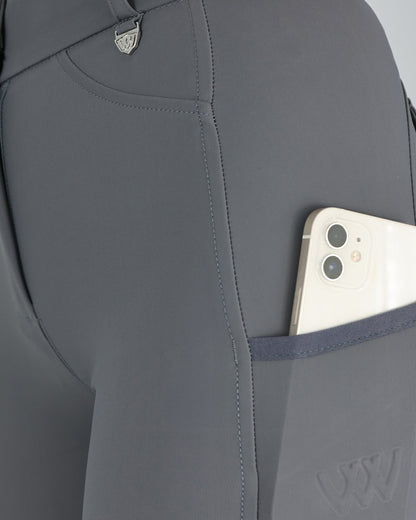 Woof Wear Hybrid Riding Tights Slate - Full Seat Equestrian Apparel with Phone Pocket