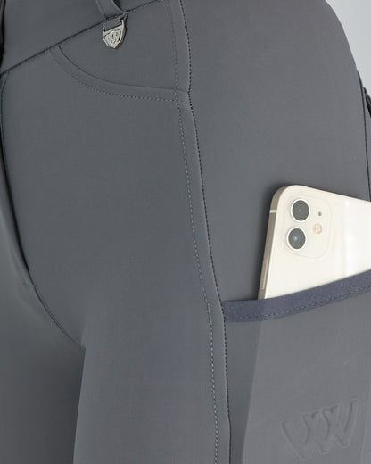 Woof Wear Hybrid Riding Tights - Full Seat Slate. Women's Equestrian Tights with Phone in Pocket.