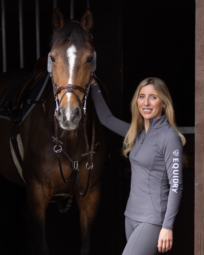 EQUIDRY Women's Water Repellent Base Layer - Grey Equestrian Riding Top