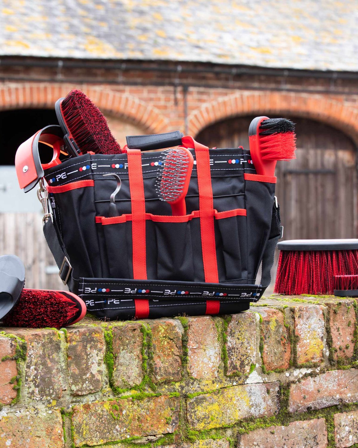 Premier Equine Grooming Kit Bag Black & Red