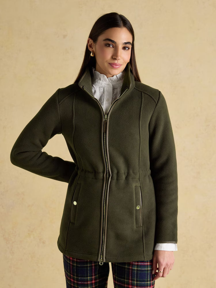 Joules Heritage Green Longline Zip Through Fleece - Jackets & Coats Clothing Leisure Wear UK 8
