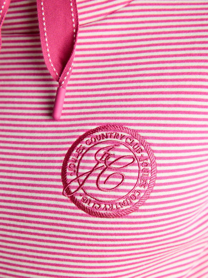 Joules Rushton Pink & White Striped Cotton Cowl Neck Hoodie