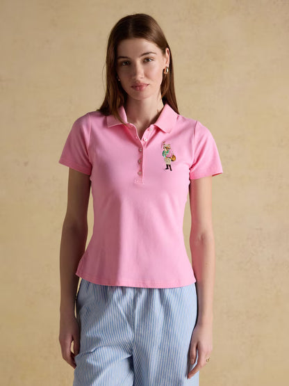 Joules Jonty Fox Pink Slim Fit Cotton Pique Polo Shirt