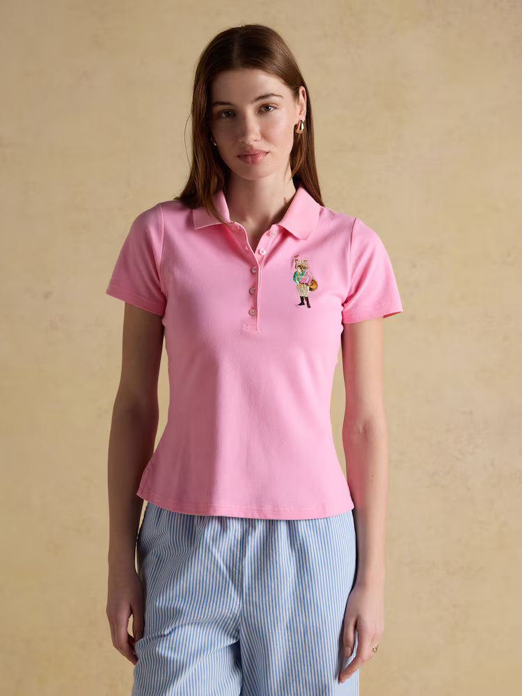 Joules Jonty Fox Pink Slim Fit Cotton Pique Polo Shirt