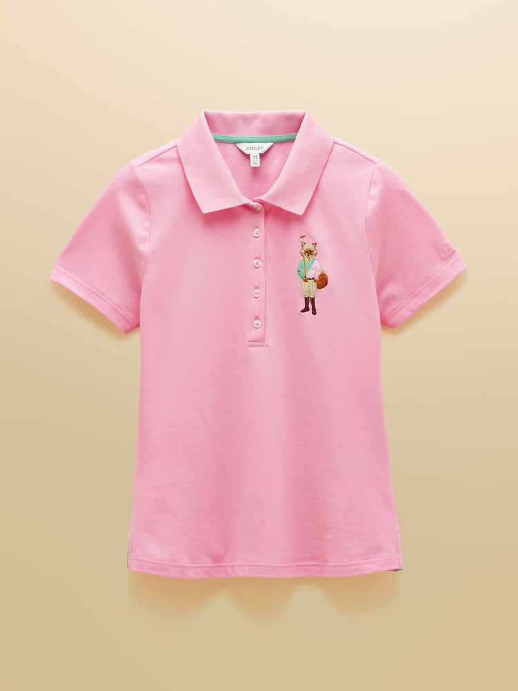 Joules Jonty Fox Pink Slim Fit Cotton Pique Polo Shirt