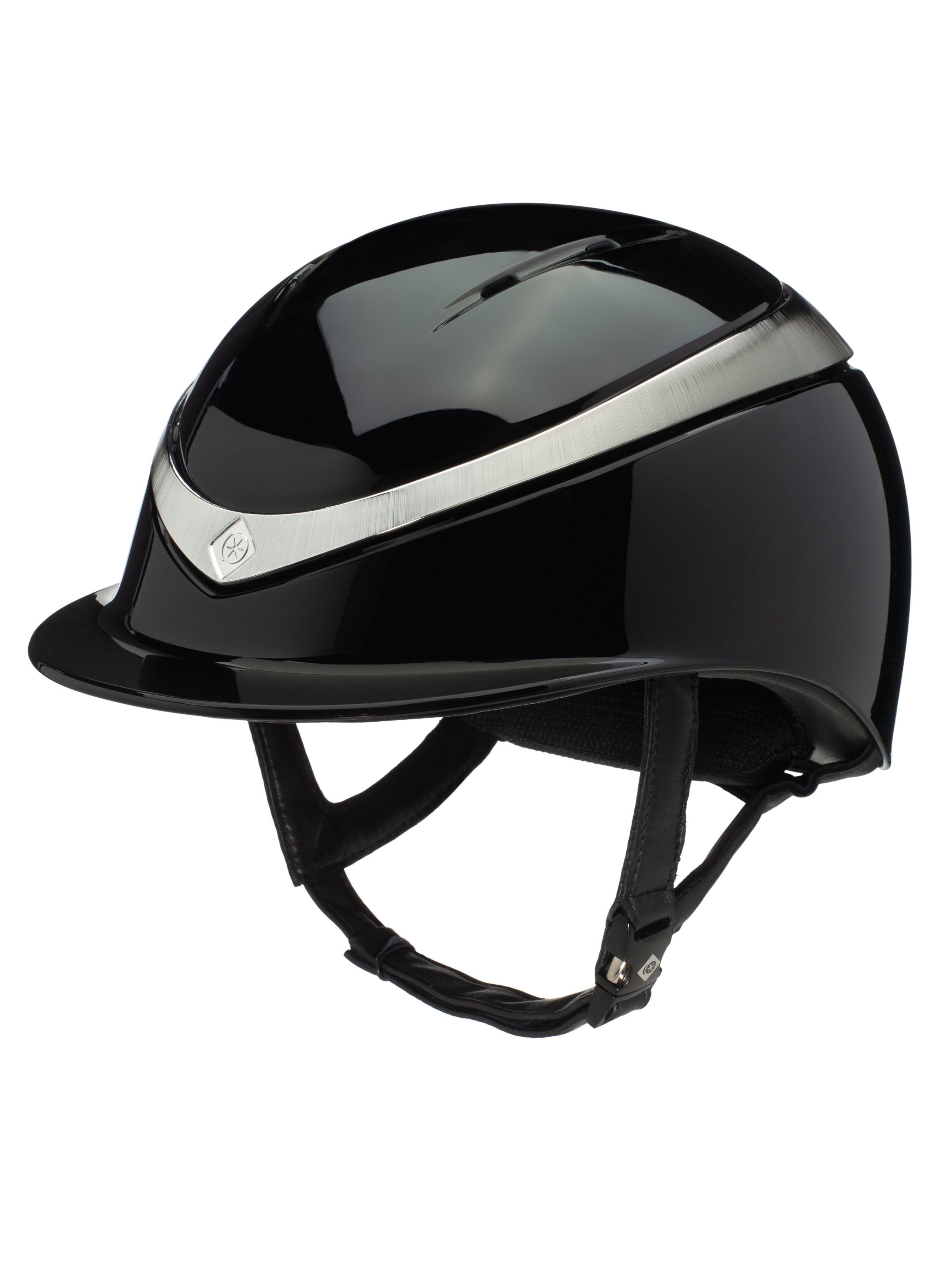 Charles Owen Halo Riding Helmet - Black with Platinum Gloss. Premium Equestrian Head Protection for Safe Riding.