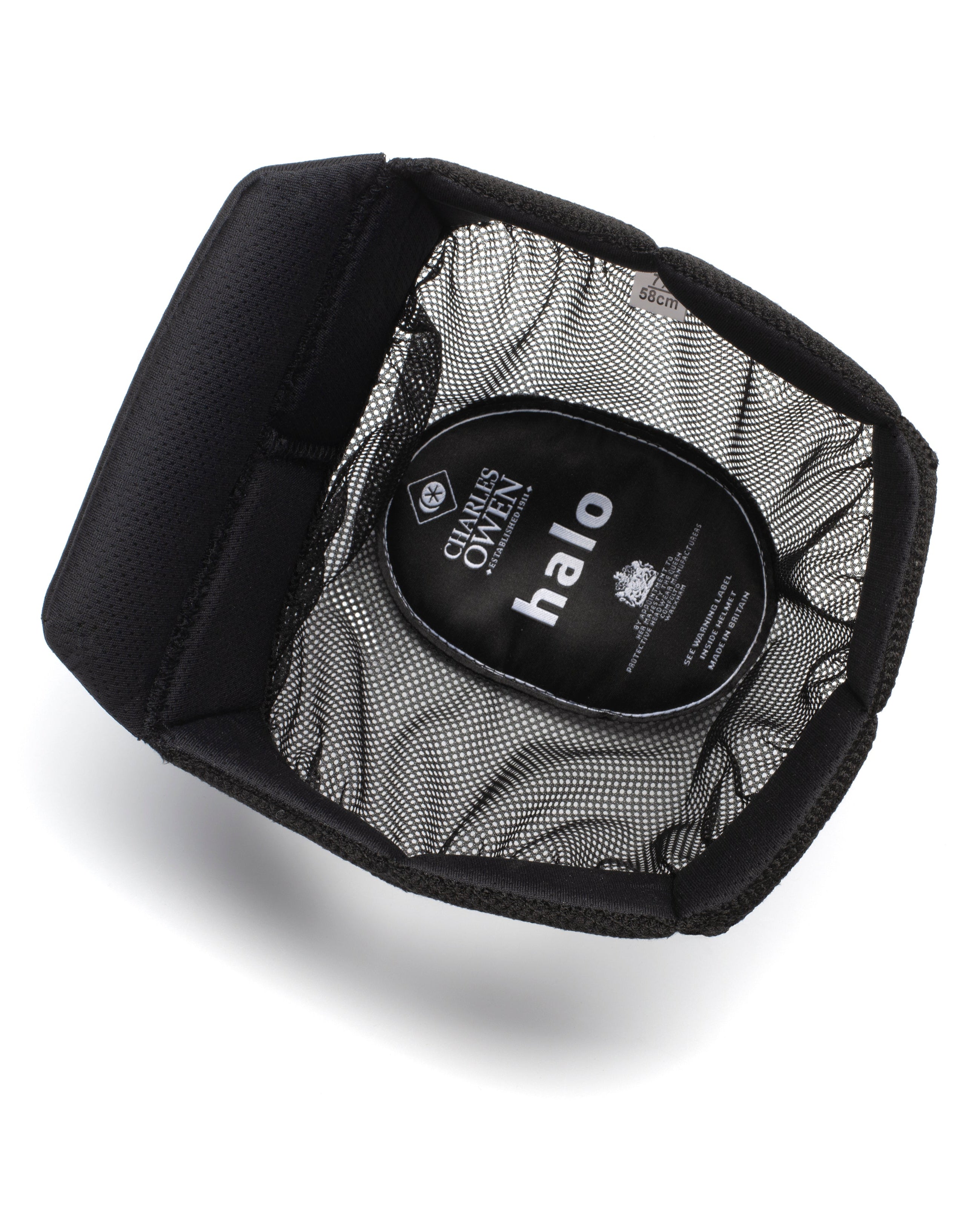 Charles Owen Halo Helmet Interior: Ventilation, Safety, & Comfort. Equestrian Riding Gear. Premium Design, Black Color, 58cm Size.