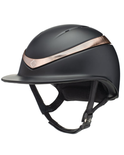 Charles Owen Halo Riding Helmet Black/Rose Gold Wide Peak | Equiflair Equestrian