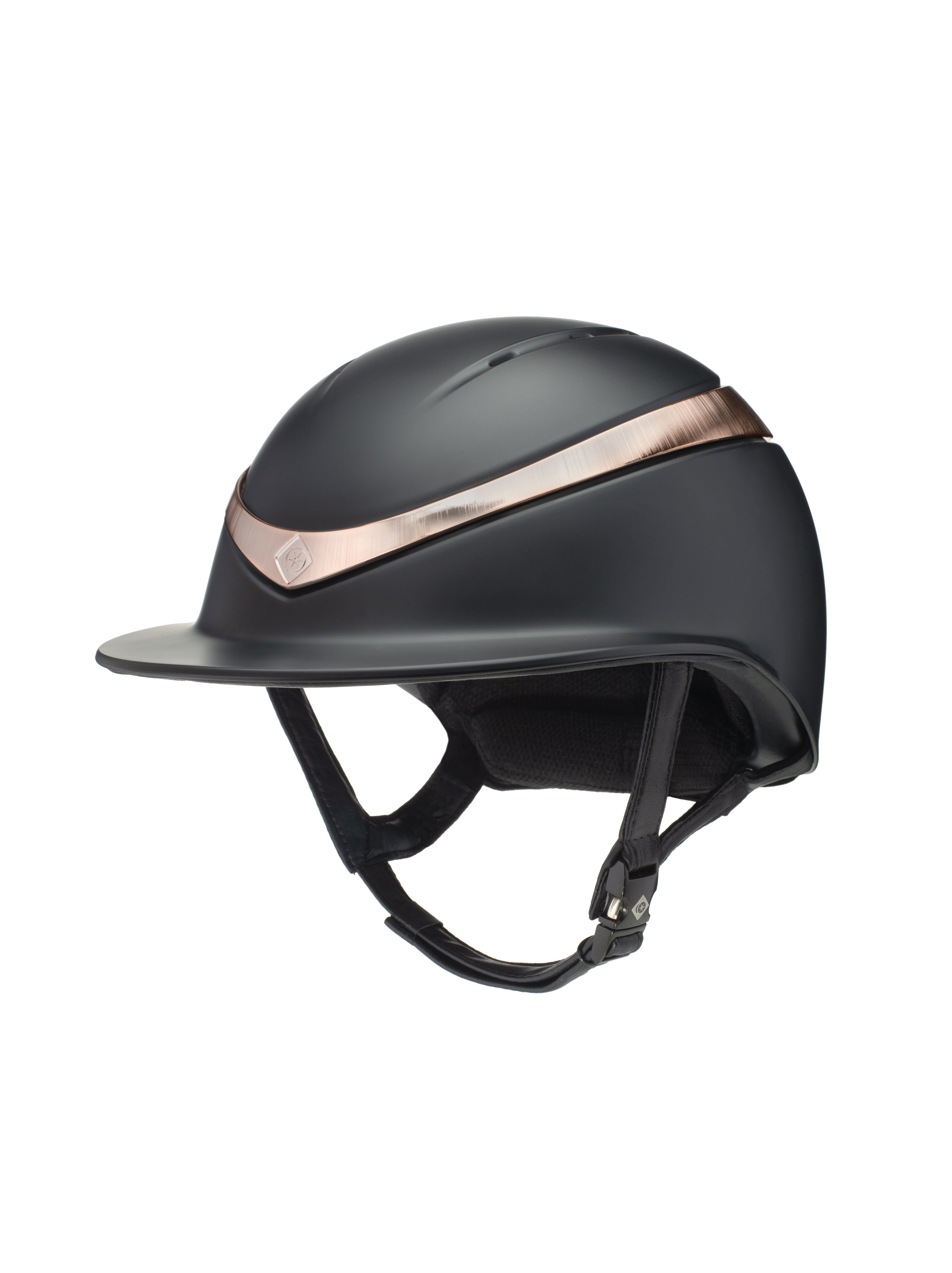 CHARLES OWEN HALO Helmet Wide Peak MIPS - Black/Rose Gold Riding Helmet. Equestrian Safety Gear.