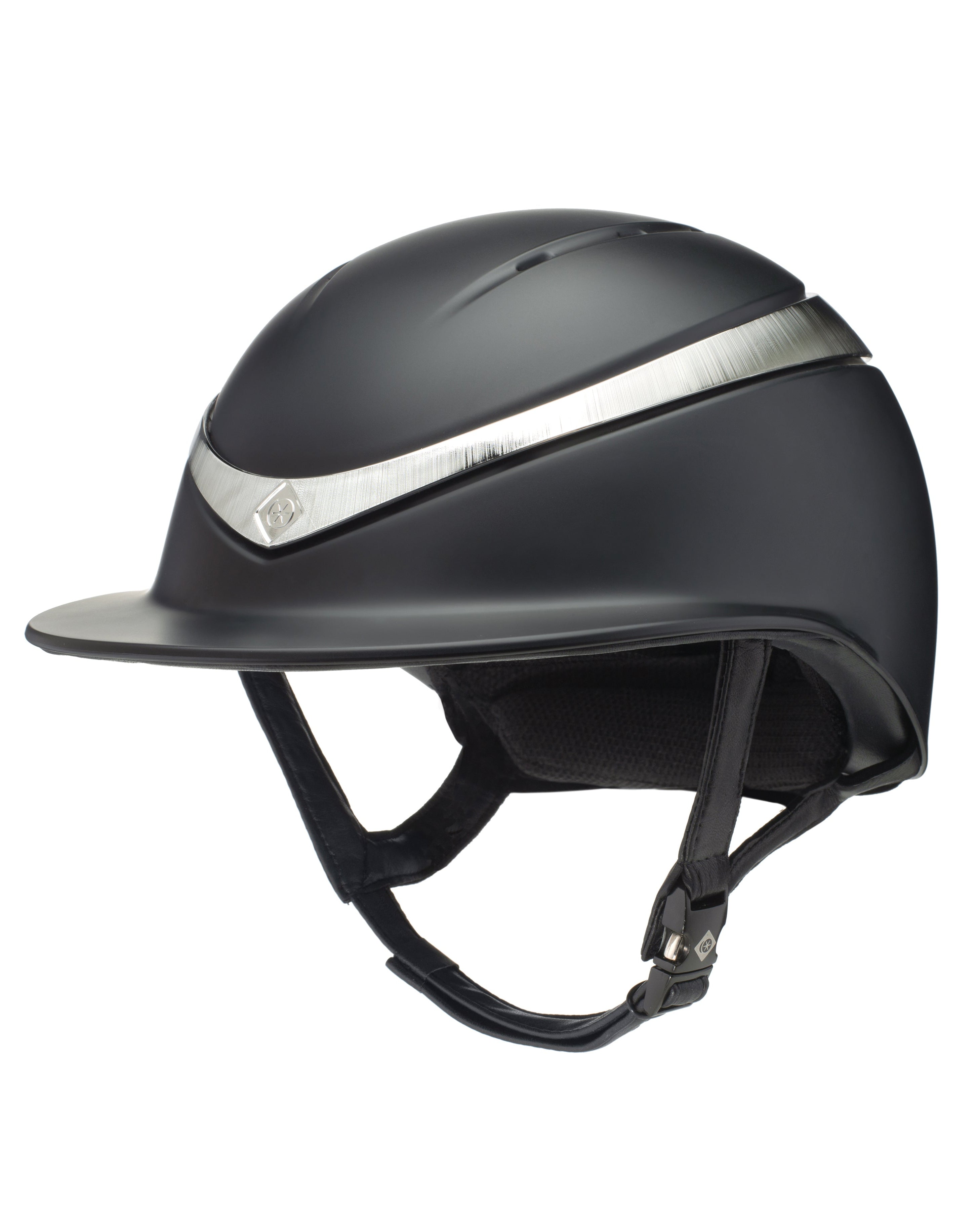 Charles Owen Halo Riding Helmet Wide Peak Black Platinum Equestrian Safety Gear - Equiflair