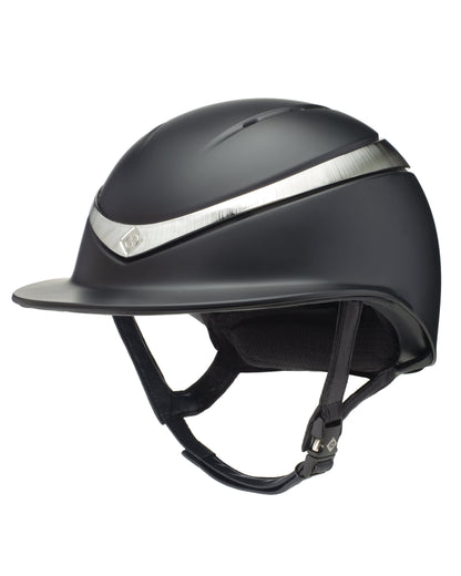 Charles Owen Halo Riding Helmet - Equestrian Safety Helmet - Black and Platinum. Show Jumping, Eventing, Horseback Riding Gear.