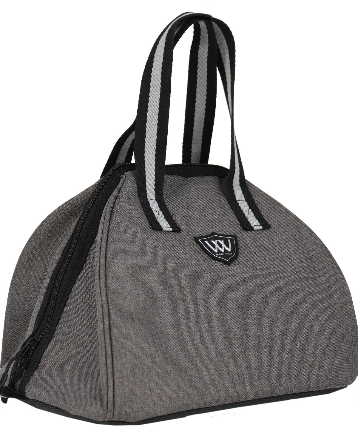 Woof Wear Riding Hat Bag - Grey & Black Padded Helmet Bag with Waterproof Base & Cotton Handles