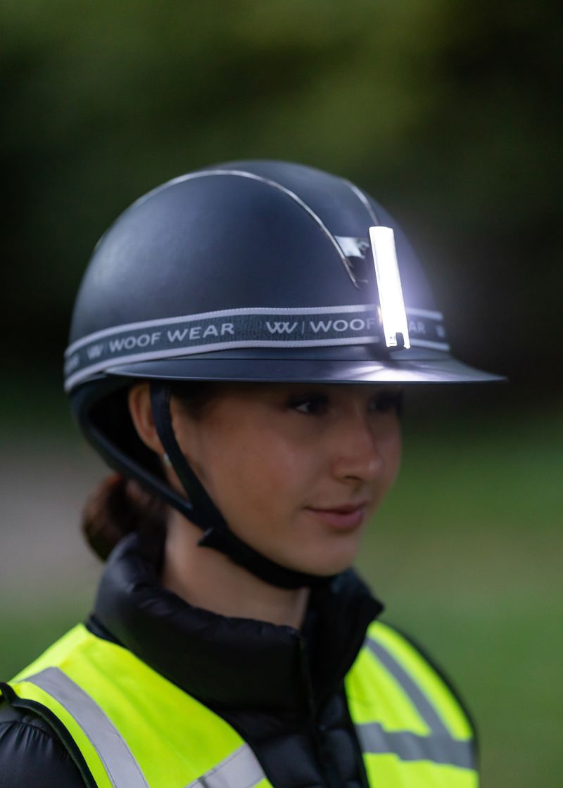Equestrian Safety Light: Woof Wear 3-in-1 Rider LED. High Vis, USB Rechargeable, Riding Helmet Light from Equiflair.