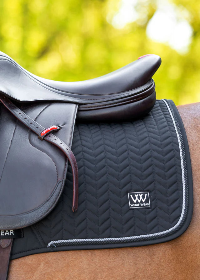 Woof Wear Herringbone Close Contact Saddle Pad - Black - Horse Saddle and Pad