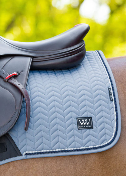 Woof Wear Herringbone Close Contact Saddle Pad - Steel Blue for Equestrian Training