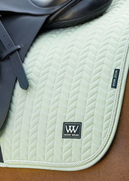 Woof Wear Herringbone Dressage Saddle Pad in Sage Green | High-Performance Equestrian Equipment