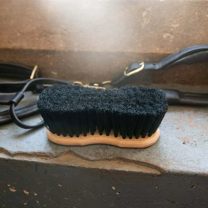 Borstiq Shaped Soft Flick Horse Grooming Brush - Black Bristles, Wooden Handle, Equiflair