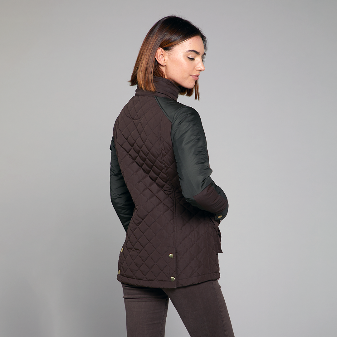 TOGGI Holmes Quilted Jacket women's brown with dark green sleeves
