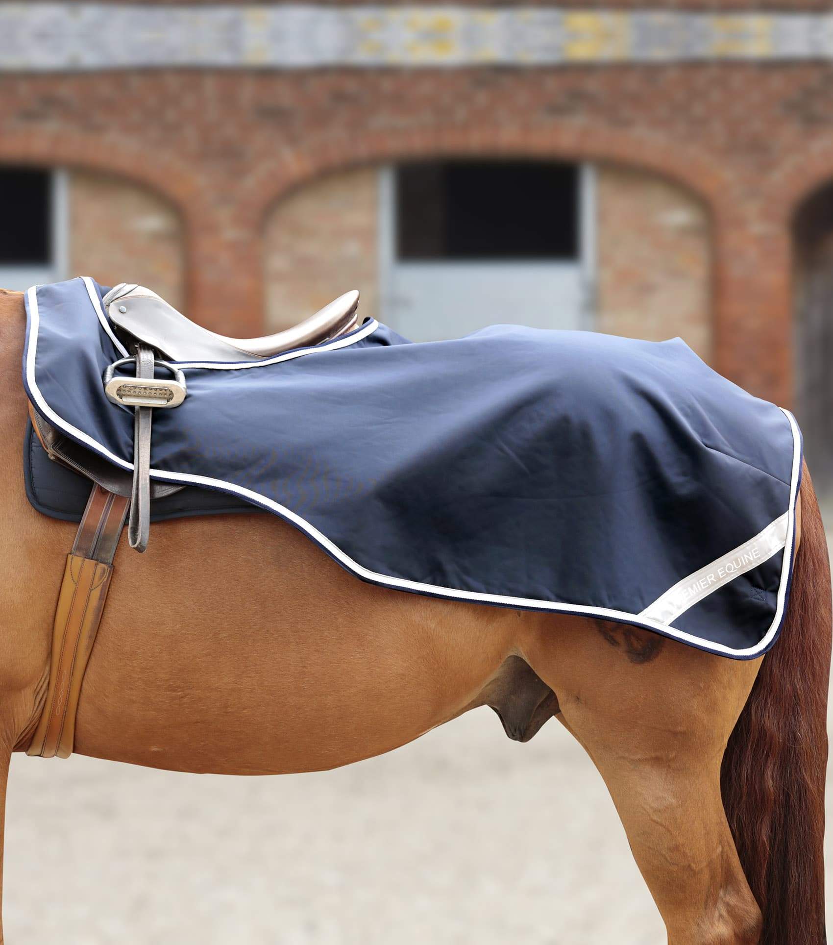 Premier Equine Horse Exercise Sheet Navy - Waterproof Riding Rug for Horses