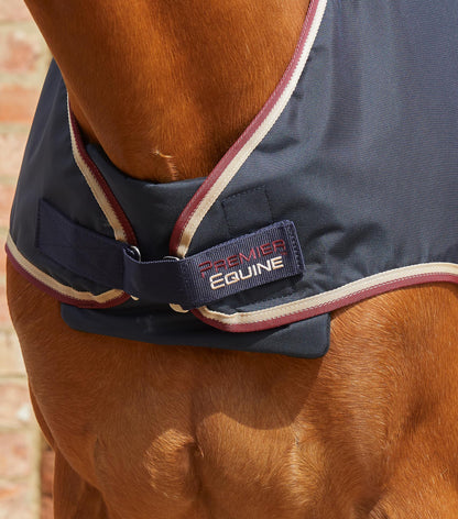 Premier Equine Horse Walker Rug 0g Navy. Waterproof, breathable horse rug for walker and lungeing. Equiflair.