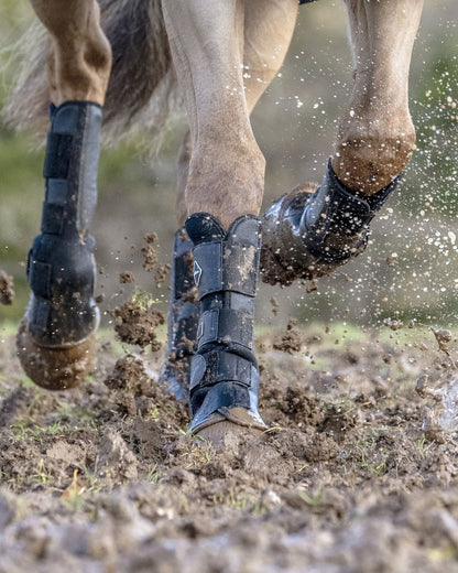 LEMIEUX Turnout Boots Black on Horse in Mud - Horse Leg Protection