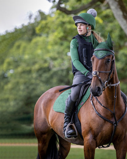 LeMieux Suede Close Contact Square Saddle Pad - Hunter Green. Equestrian horse riding equipment from Equiflair.