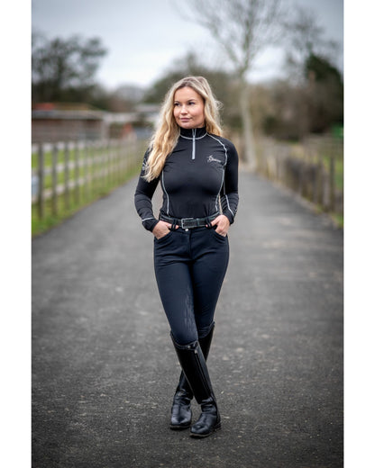 LeMieux Base Layer Black. UV50+ Quarter Zip Base Layer, Running, Riding or Walking. Sweat-Wicking. Anti-Microbial by Equiflair.