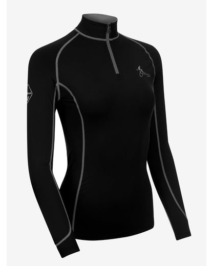 LeMieux Base Layer Black UV50+ Quarter Zip: Women's Equestrian Riding Top, Breathable Sportswear with 360° Stretch