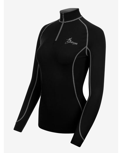 LeMieux Black Base Layer - Quarter Zip, Riding Apparel, Equestrian Top, UV Protection, Performance Shirt