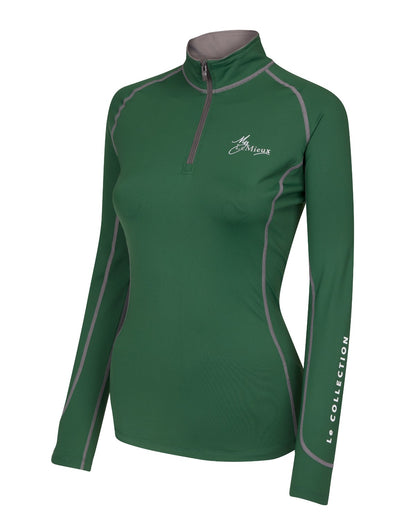 LeMieux Base Layer - Hunter Green - UV50+ Long Sleeve Equestrian Shirt - Sweat-wicking, Anti-microbial, Stretch Fabric