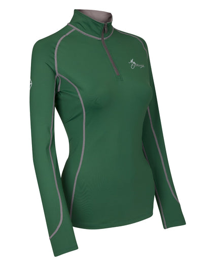 LeMieux Base Layer Hunter Green: Women's Long Sleeve UV50+ Riding Shirt. Equiflair