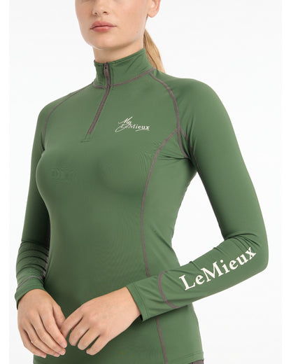LeMieux Base Layer Hunter Green: UV50+ Quarter Zip Riding Top, Equestrian Apparel