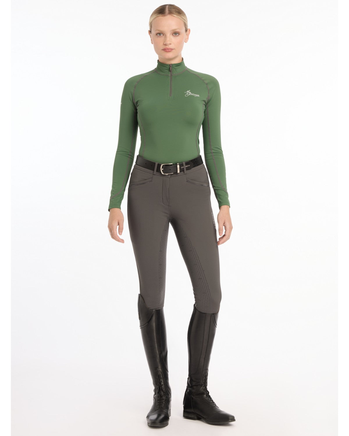 LEMIEUX Hunter Green Base Layer, Women's Equestrian Riding Top, Horse Riding Apparel, Riding Pants & Boots