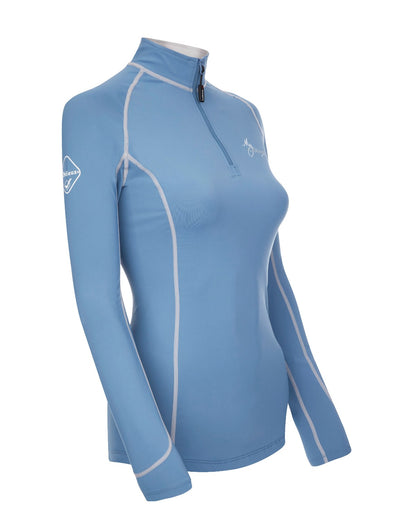 Lemieux Ice Blue Base Layer - Long Sleeve Riding Shirt, UV Protection, Quarter Zip, Women's Equestrian Apparel