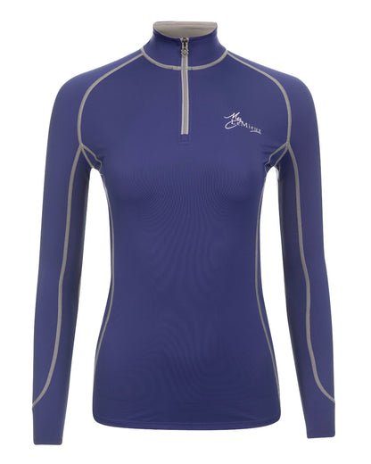 Lemieux Ink Blue Base Layer Women's Equestrian Riding Shirt. Moisture Wicking, UV Protection. Comfortable and Stylish.
