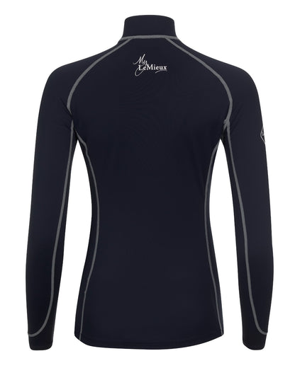 LeMieux Base Layer - Navy, Long Sleeve Quarter Zip Top. Back View of Performance Apparel.