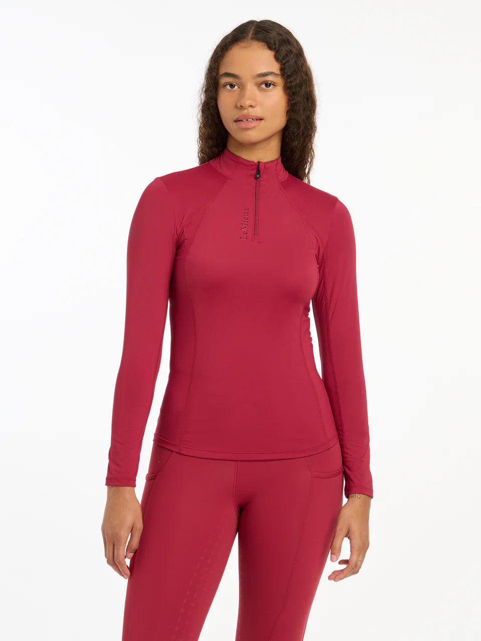 LeMieux Base Layer Ember - Women's Equestrian Riding Sportswear. UV50+, Sweat-Wicking, Quarter Zip Top