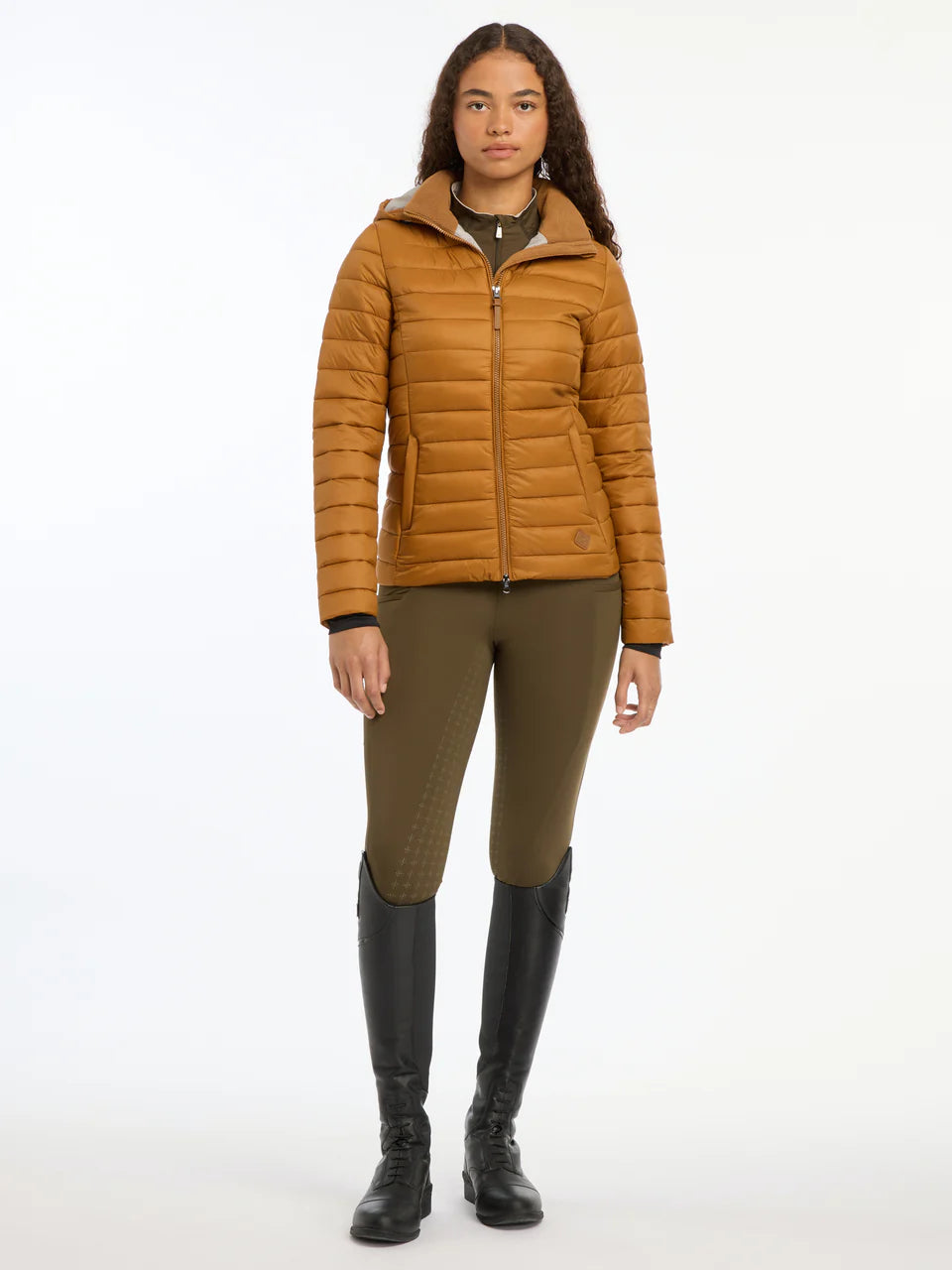LeMieux Tilly Ginger Puffer Jacket: Hooded Women's Equestrian Outerwear